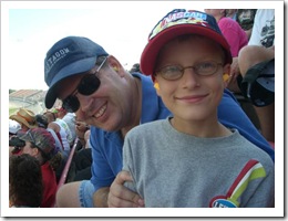 Peter and I in the grandstands at Michigan International Speedway