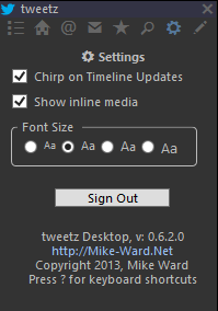 Screen shot of font settings